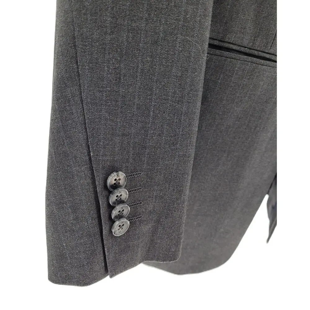 Banana Republic 40R Modern Tailored Fit Gray Pin Strip Blazer Sports Coat Jacket